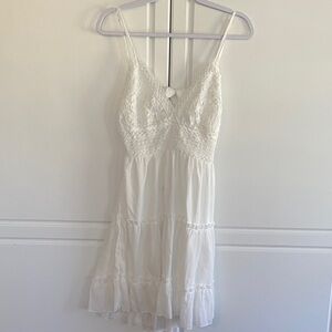 White Lace Trim Slip Dress